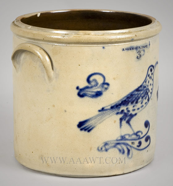 Stoneware, Cobalt Long Billed Spotted Bird
I. Seymour (Israel)
Troy, New York
1830's, entire view